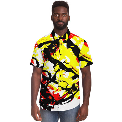 Dysthymia AOP short sleeve button down shirt
