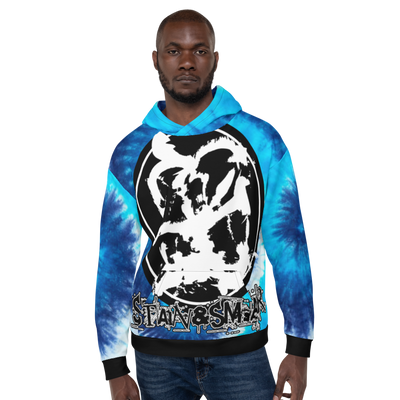 Stain and Smear Blue Tie Dye Unisex Hoodie