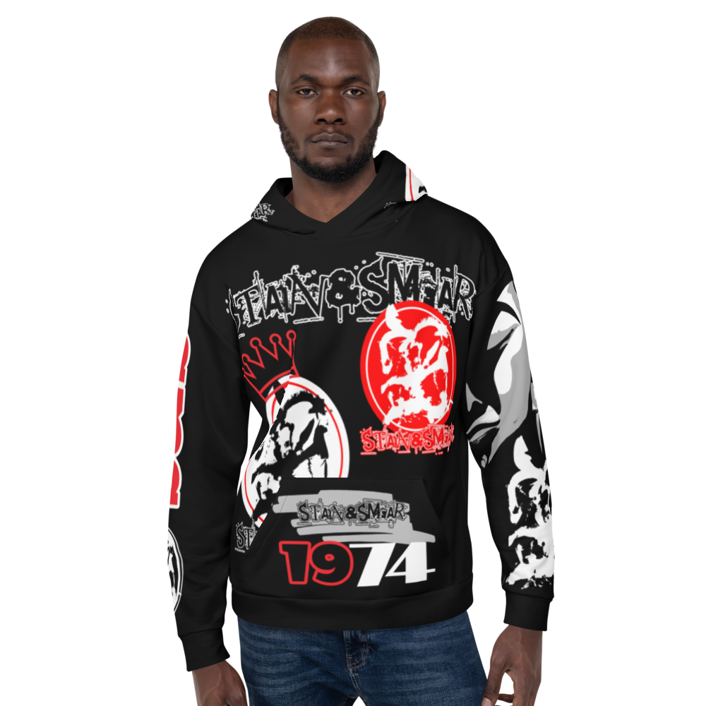 Stain and Smear Tabloid AOP Unisex Hoodie