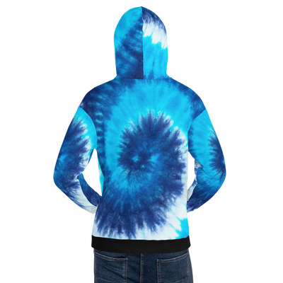 Stain and Smear Blue Tie Dye Unisex Hoodie
