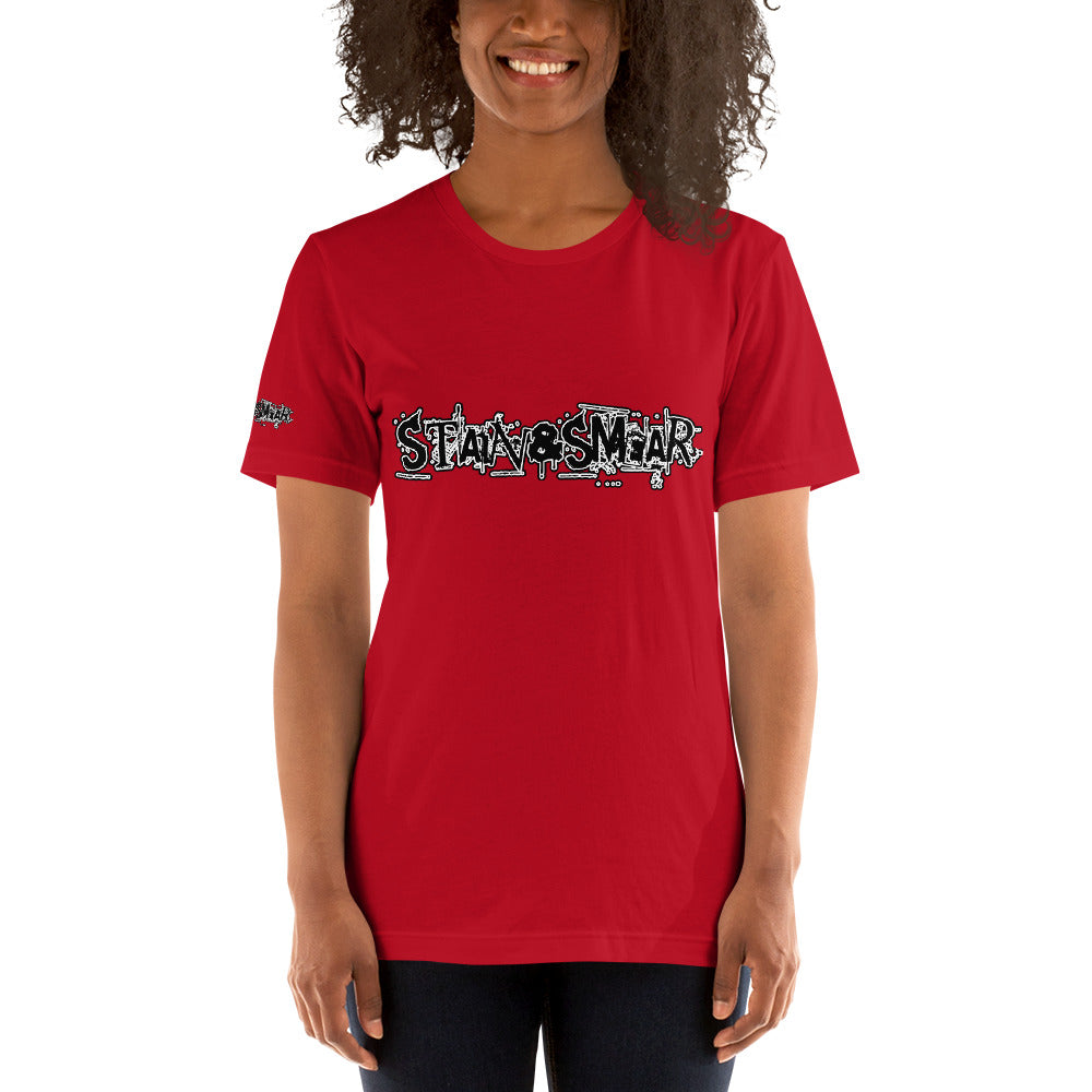 Stain and Smear Text Short-Sleeve Unisex T-Shirt (Various Colors)